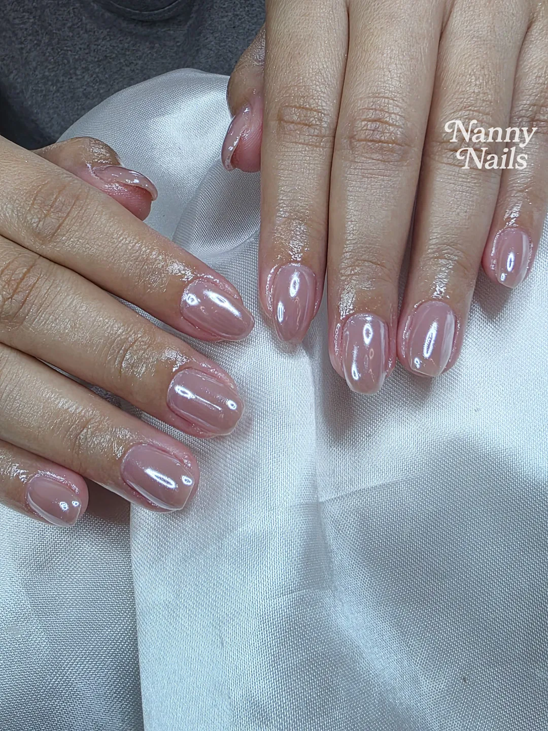 Nude solid colour nails — nail design A241 at Nanny Nails, nail salon in Nakhon Phanom Thailand