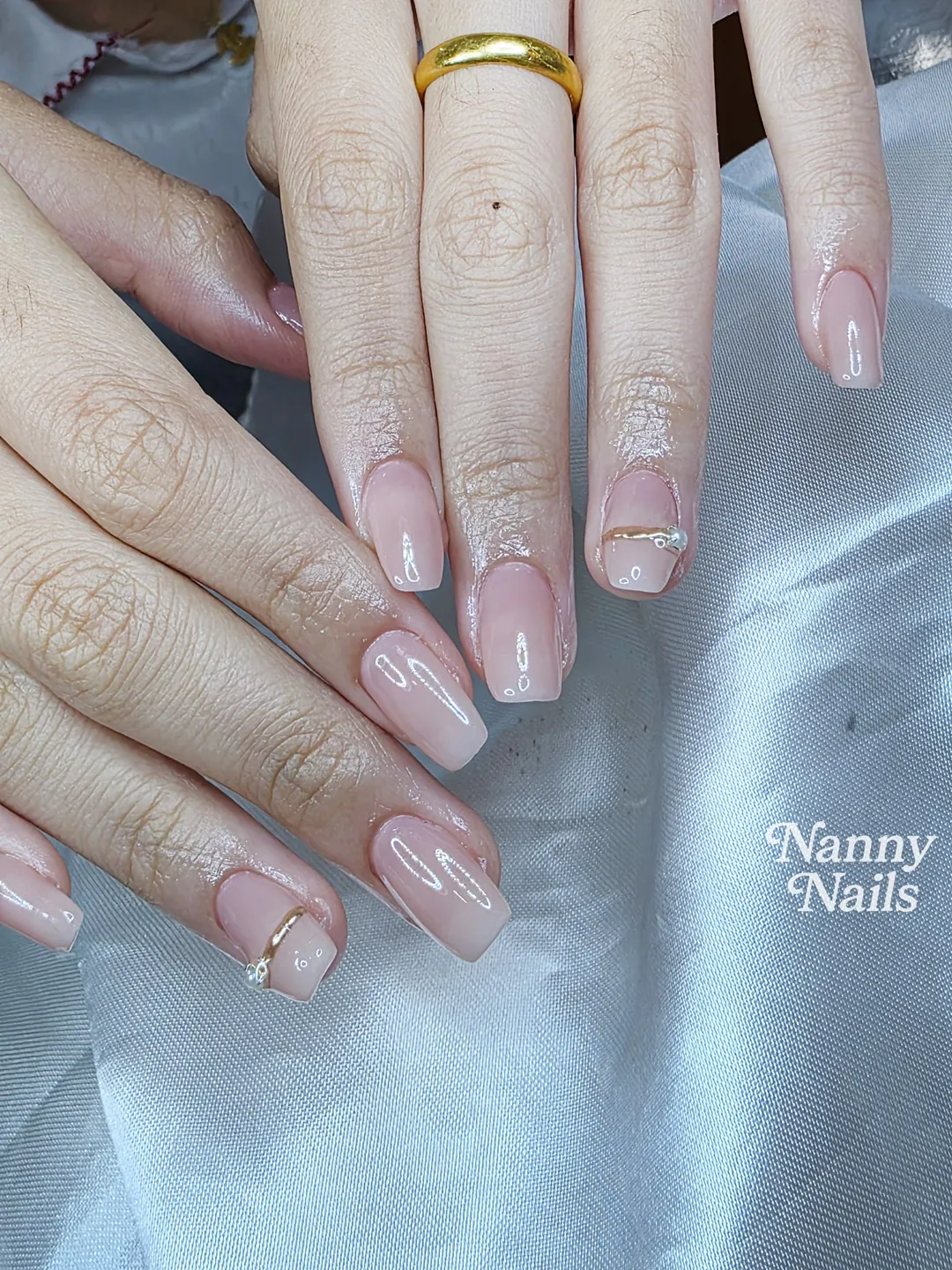 Nude Lace สีสุขภาพดี ลายเล็บมือ นู้ด รหัส A251 ร้านทำเล็บนครพนม Nanny Nails