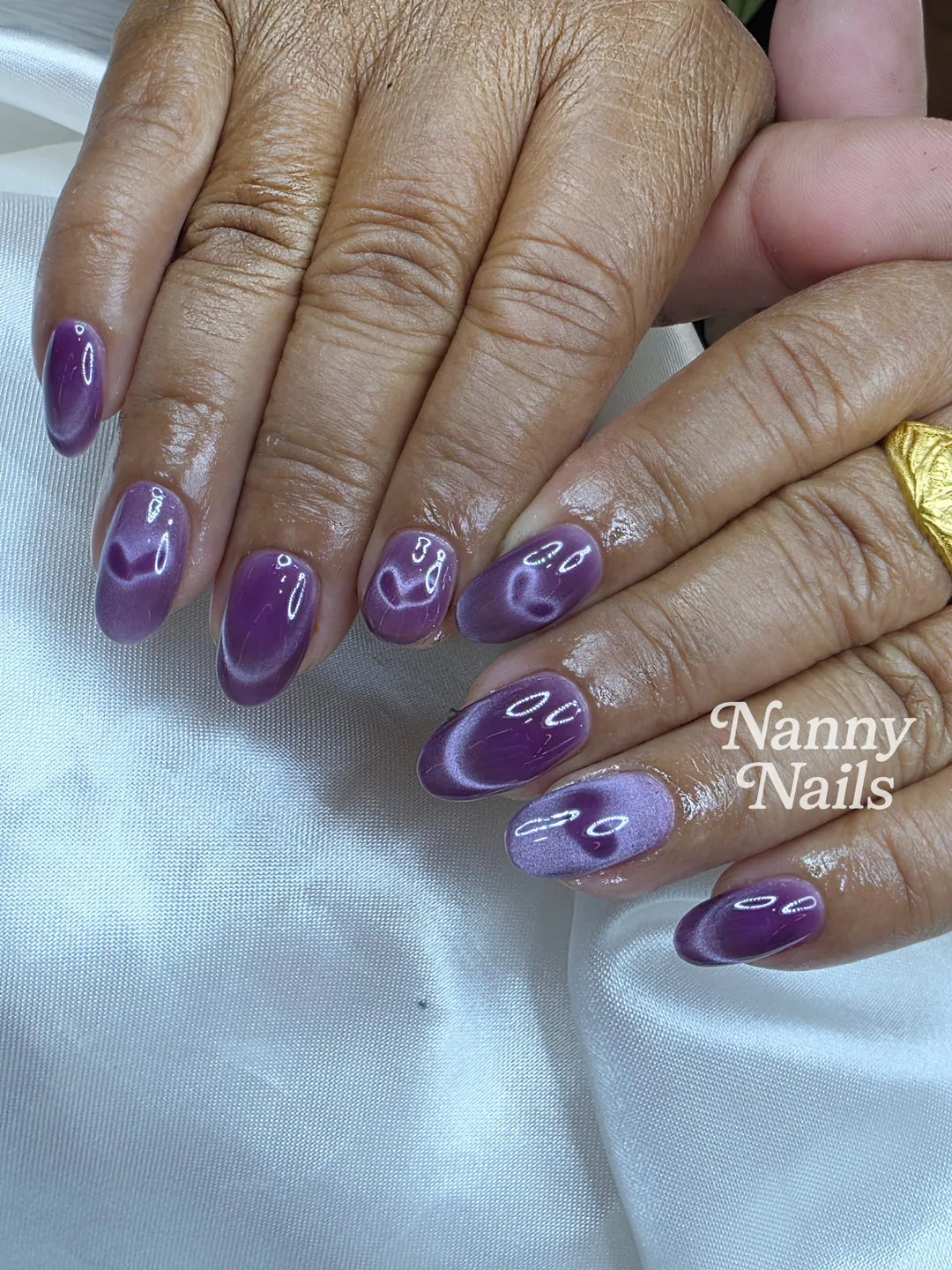 ลูกแก้วสีม่วง ลายเล็บมือ ม่วง รหัส A259 ร้านทำเล็บนครพนม Nanny Nails