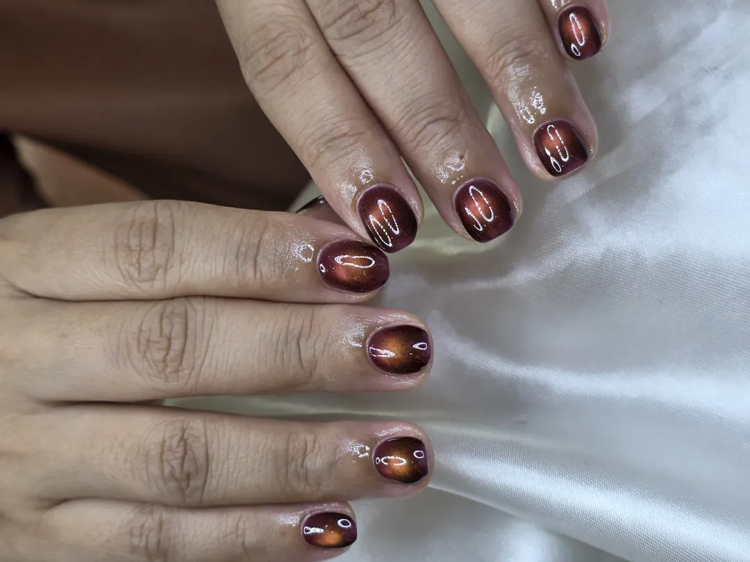 น้ำตาล ลูกแก้ว เพ้นท์ลาย ลายเล็บมือ น้ำตาล รหัส A318 ร้านทำเล็บนครพนม Nanny Nails