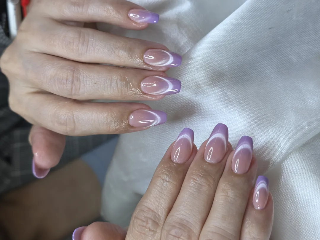 นู้ด ม่วง เฟรนช์ ลายเล็บมือ นู้ด ม่วง รหัส A331 ร้านทำเล็บนครพนม Nanny Nails