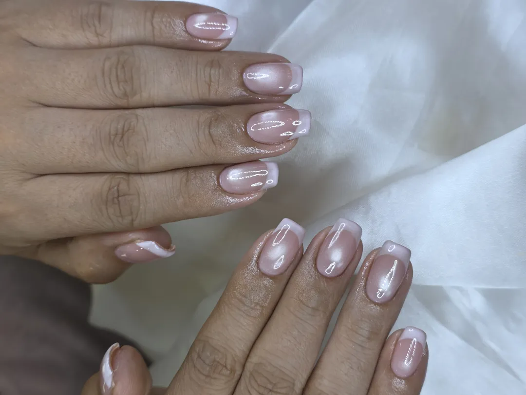 นู้ด ชมพู เฟรนช์ ลายเล็บมือ นู้ด ชมพู รหัส A344 ร้านทำเล็บนครพนม Nanny Nails