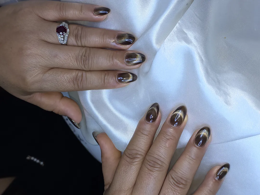 น้ำตาล ทอง ดำ ลูกแก้ว ลายเล็บมือ น้ำตาล ทอง ดำ รหัส A367 ร้านทำเล็บนครพนม Nanny Nails