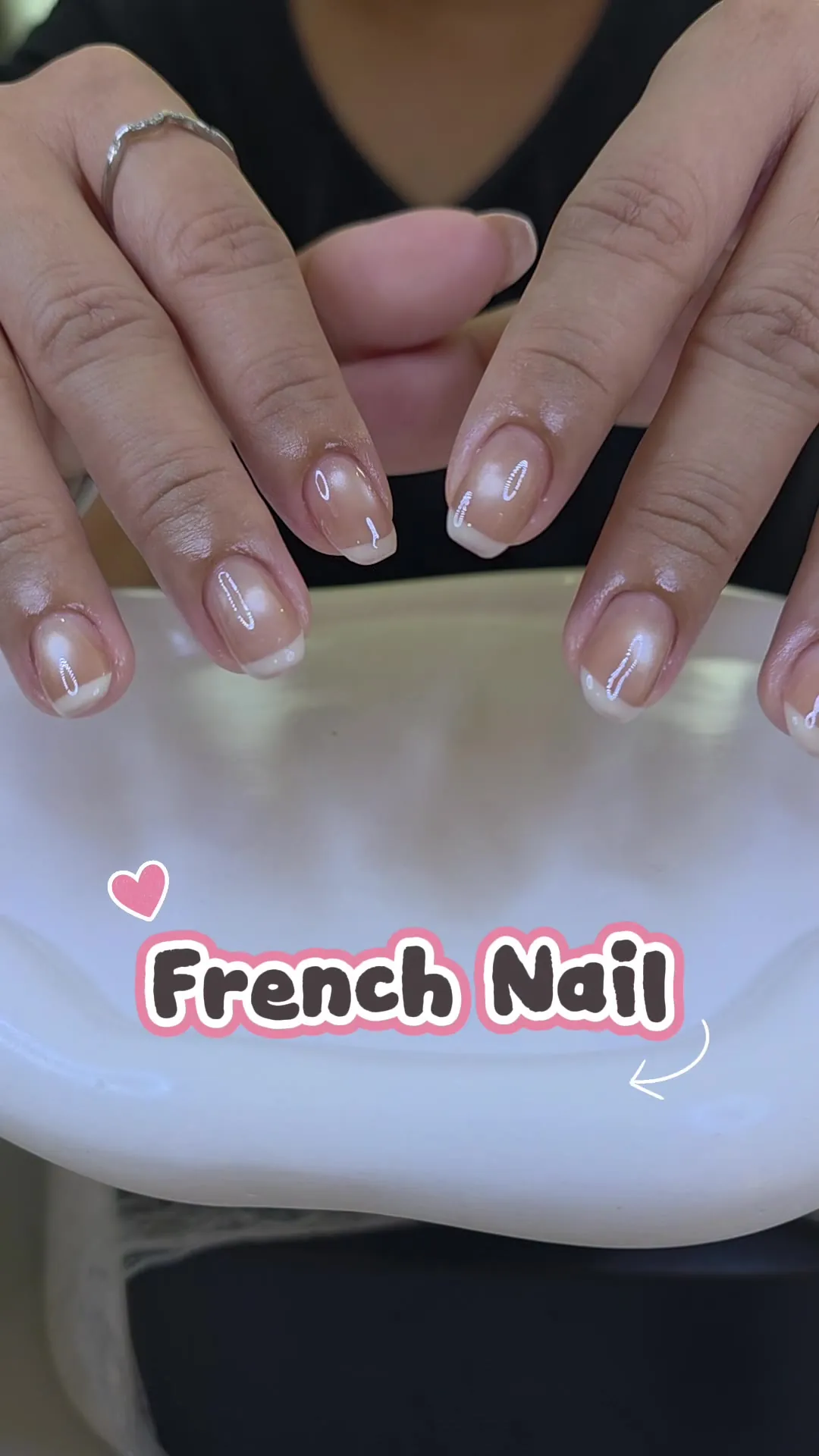 French ใส-ขาว คลาสสิกเรียบหรู สไตล์เกาหลี 🤍✨ ลายเล็บมือ นู้ด ขาว รหัส A411 ร้านทำเล็บนครพนม Nanny Nails