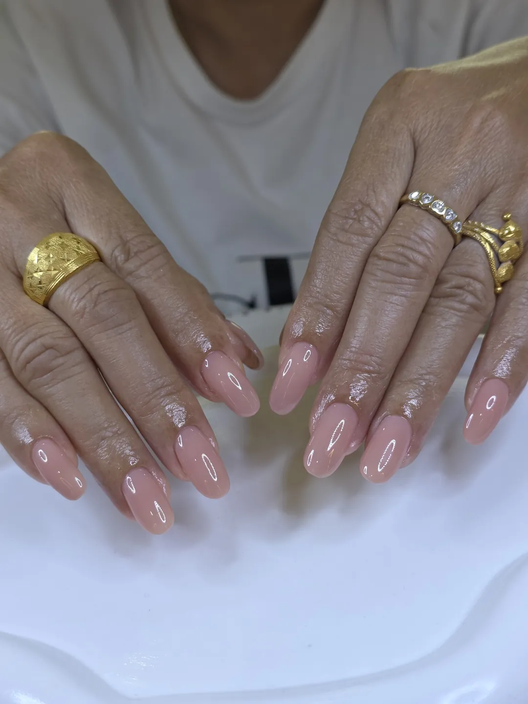 Nude solid colour nails — nail design A466 at Nanny Nails, nail salon in Nakhon Phanom Thailand