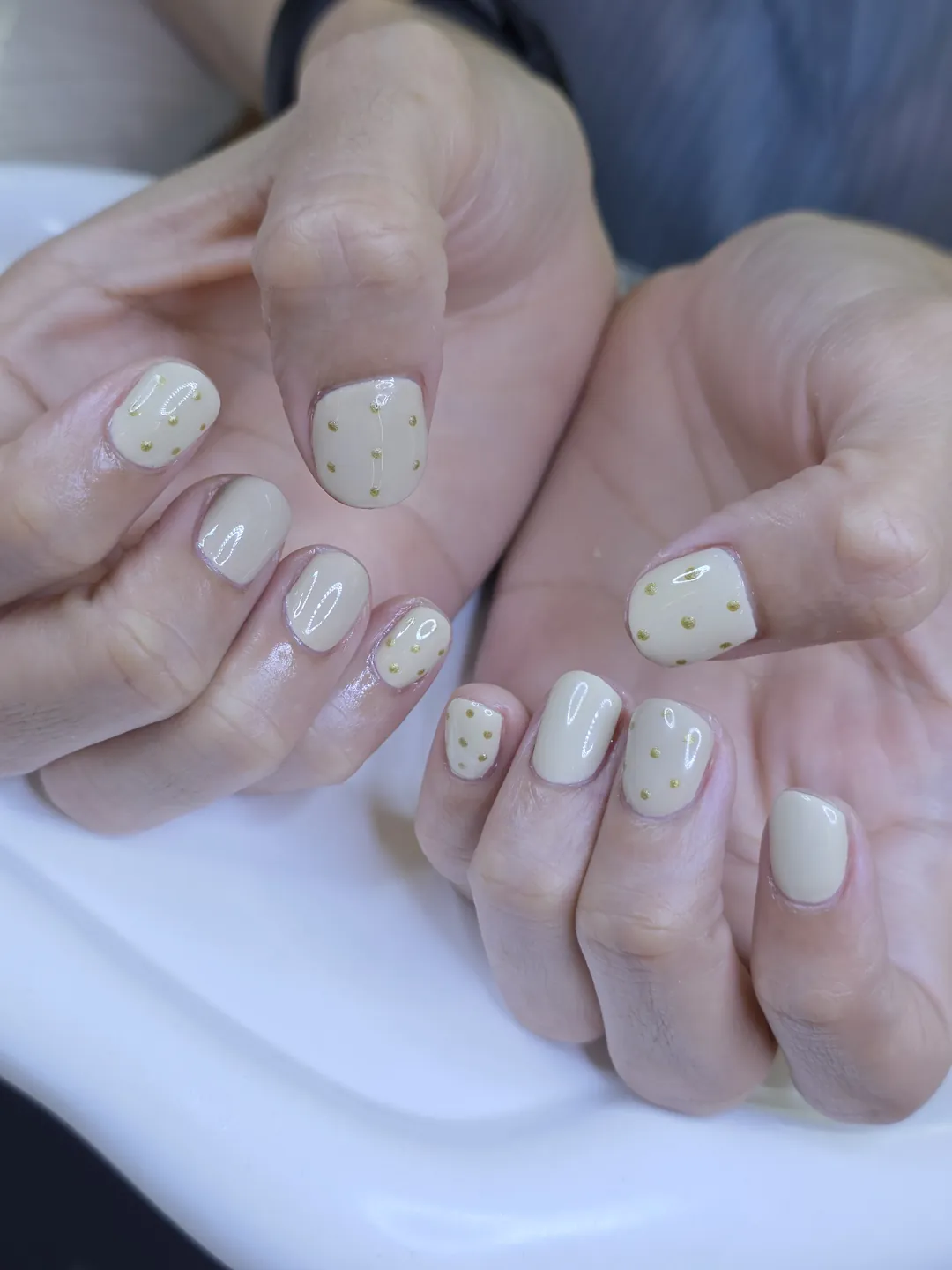 Nude hand-painted nails — nail design A503 at Nanny Nails, nail salon in Nakhon Phanom Thailand