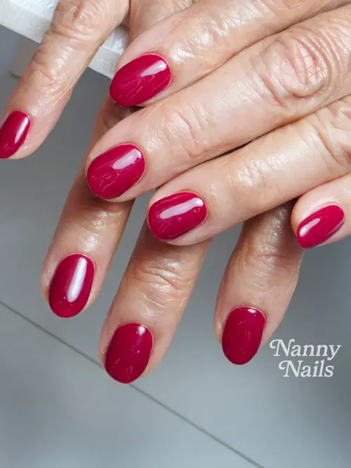 Red solid colour nails — nail design A158 at Nanny Nails, nail salon in Nakhon Phanom Thailand