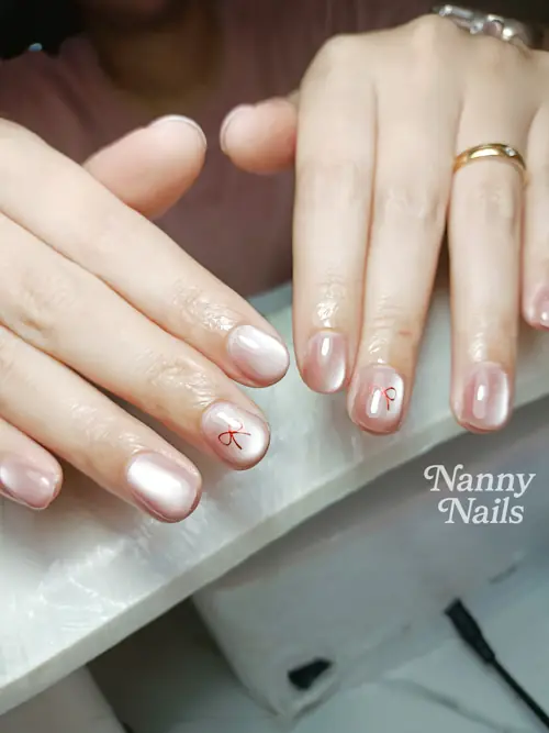 สีลูกแก้วเล่นแสงสวย ๆ + โบว์แดง รหัส A207