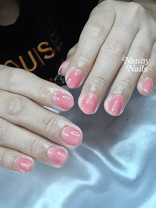 Pink solid colour nails photo 2, code A214, Nanny Nails Nakhon Phanom