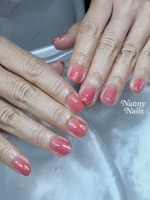 Magenta hand-painted nails photo 3, code A225, Nanny Nails Nakhon Phanom