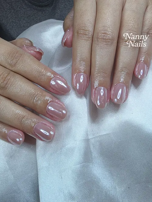 Nude solid colour nails — nail design A241 at Nanny Nails, nail salon in Nakhon Phanom Thailand