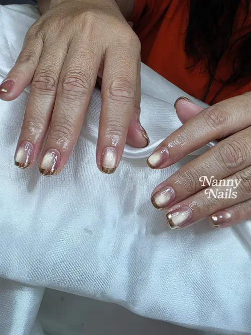 Nude & Gold french nails photo 2, code A245, Nanny Nails Nakhon Phanom