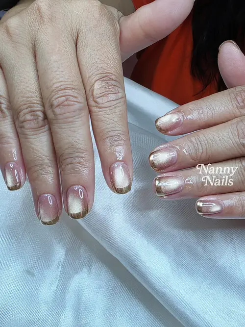 Nude & Gold french nails photo 3, code A245, Nanny Nails Nakhon Phanom