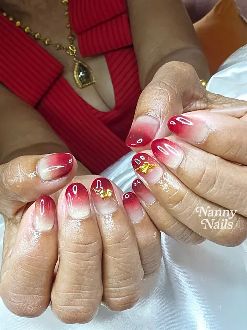 ออมเบรแดงไล่สี แต่งโบว์ทอง ดูขับผิวสุด ๆ รหัส A249
