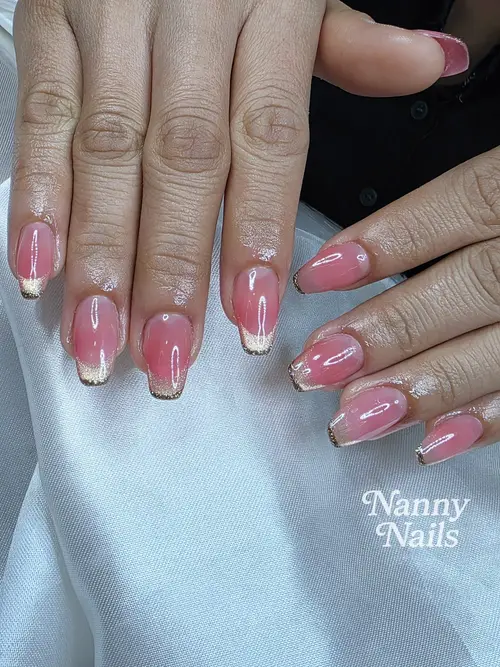 Nude & Gold french nails photo 2, code A270, Nanny Nails Nakhon Phanom