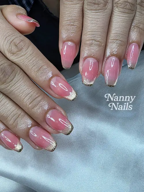Nude & Gold french nails photo 3, code A270, Nanny Nails Nakhon Phanom
