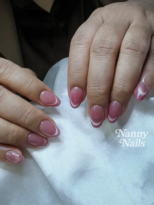 Nude & Pink cat eye nails photo 2, code A273, Nanny Nails Nakhon Phanom