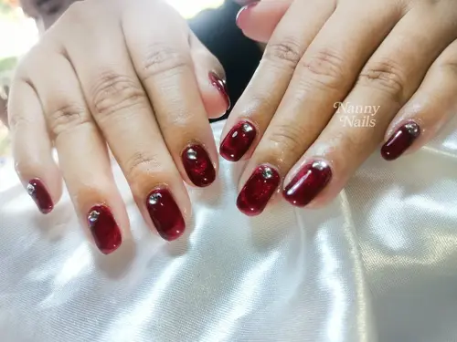Red solid colour nails photo 2, code A28, Nanny Nails Nakhon Phanom