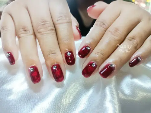 Red solid colour nails photo 3, code A28, Nanny Nails Nakhon Phanom
