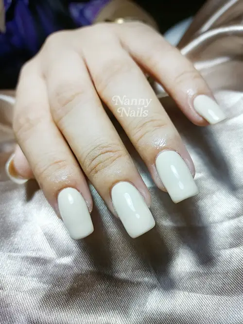Cream solid colour nails photo 2, code A36, Nanny Nails Nakhon Phanom