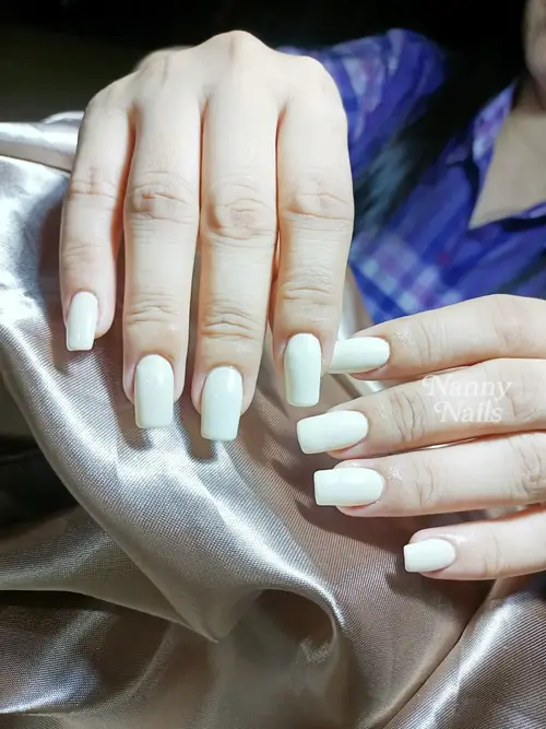 Cream solid colour nails photo 3, code A36, Nanny Nails Nakhon Phanom