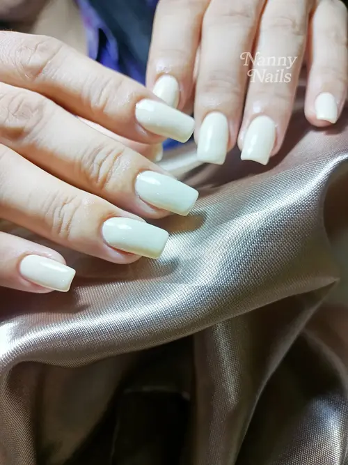 Cream solid colour nails photo 4, code A36, Nanny Nails Nakhon Phanom