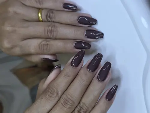 Chocolate Brown Matte + Metallic Swirl Line สายเข้มหรูดูแพง🤎✨ รหัส A394