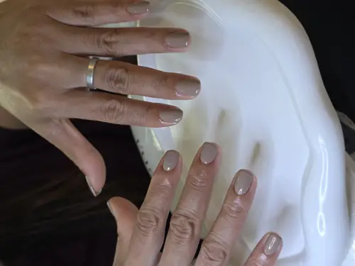 Nude solid colour nails — nail design A433 at Nanny Nails, nail salon in Nakhon Phanom Thailand