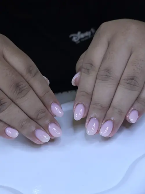 Nude & Peach solid colour nails — nail design A463 at Nanny Nails, nail salon in Nakhon Phanom Thailand