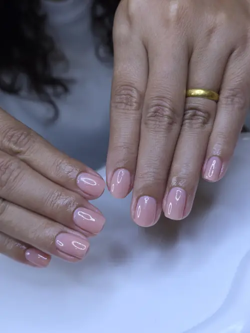 Nude solid colour nails — nail design A468 at Nanny Nails, nail salon in Nakhon Phanom Thailand