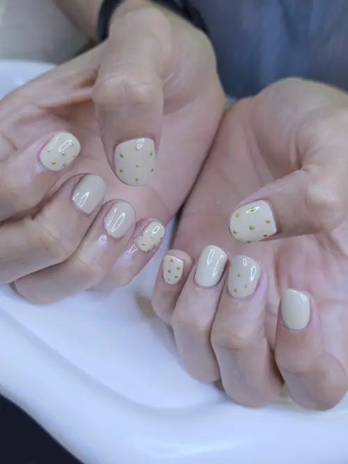 Nude hand-painted nails — nail design A503 at Nanny Nails, nail salon in Nakhon Phanom Thailand