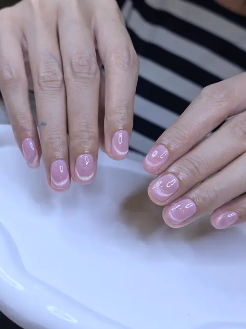 Pink & Nude solid colour nails — nail design A536 at Nanny Nails, nail salon in Nakhon Phanom Thailand