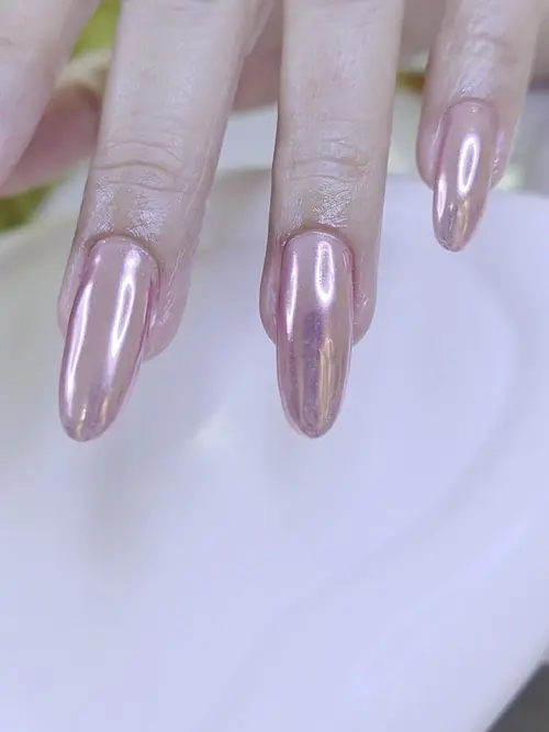 Pink chrome nails — nail design A549 at Nanny Nails, nail salon in Nakhon Phanom Thailand
