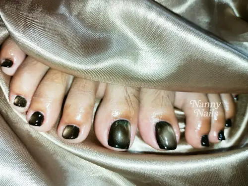Black cat eye toenails photo 2, code A55, Nanny Nails Nakhon Phanom