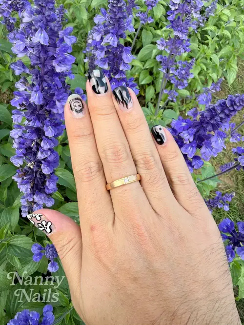 Black, White & Nude hand-painted nails photo 2, code A73, Nanny Nails Nakhon Phanom