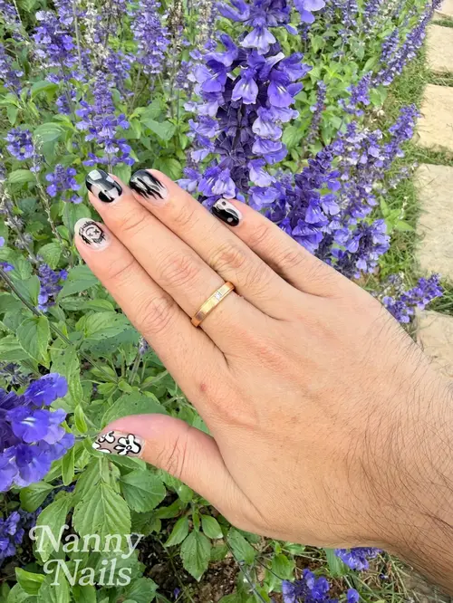 Black, White & Nude hand-painted nails photo 3, code A73, Nanny Nails Nakhon Phanom