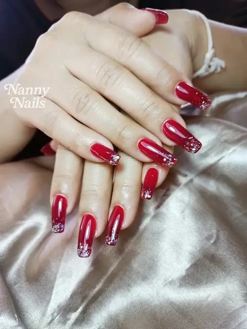 Red & Silver glitter nails photo 2, code A88, Nanny Nails Nakhon Phanom