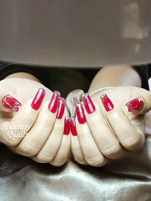 Red & Silver glitter nails photo 3, code A88, Nanny Nails Nakhon Phanom